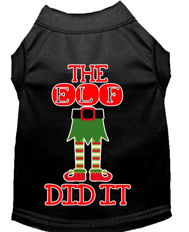 The Elf Did It Screen Print Dog Shirt Black XXXL